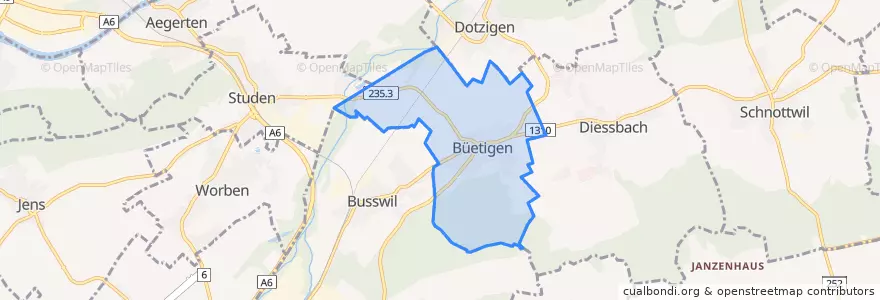 Mapa de ubicacion de Büetigen.