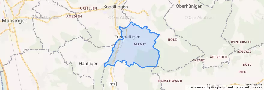 Mapa de ubicacion de Freimettigen.