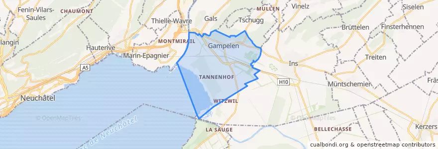 Mapa de ubicacion de Gampelen.