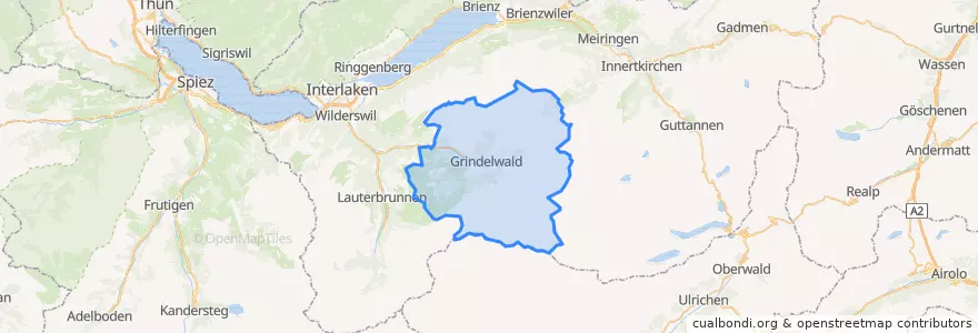 Mapa de ubicacion de 그린델발트.