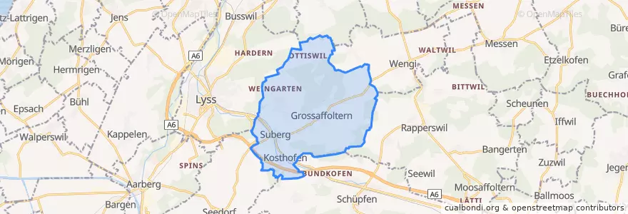 Mapa de ubicacion de Grossaffoltern.