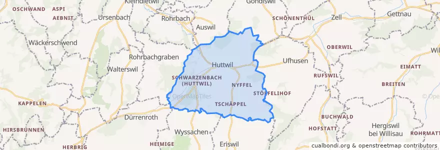 Mapa de ubicacion de Huttwil.