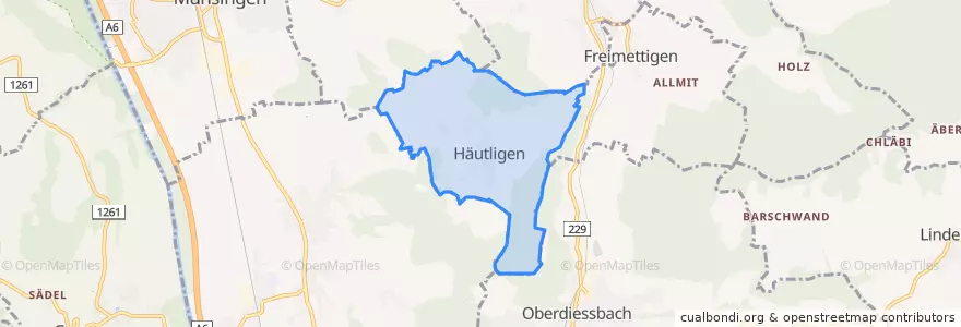 Mapa de ubicacion de Häutligen.