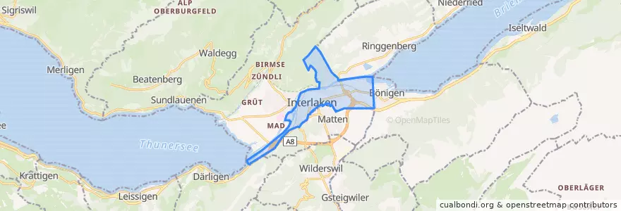Mapa de ubicacion de Interlaken.