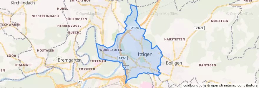 Mapa de ubicacion de Ittigen.