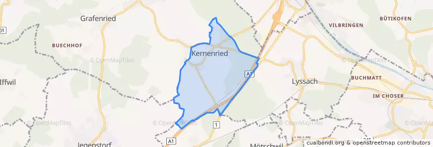 Mapa de ubicacion de Kernenried.