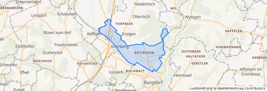 Mapa de ubicacion de Kirchberg (BE).