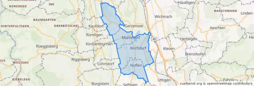 Mapa de ubicacion de Kirchdorf (BE).