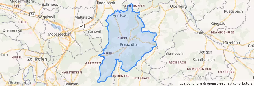 Mapa de ubicacion de Krauchthal.