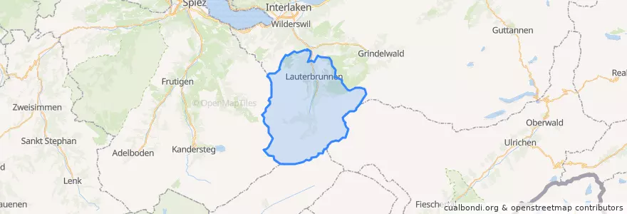Mapa de ubicacion de Lauterbrunnen.
