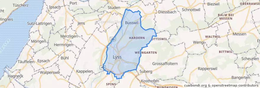 Mapa de ubicacion de Lyss.
