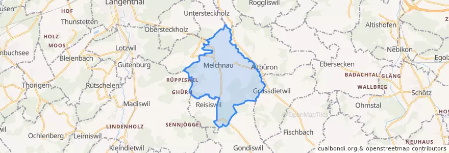 Mapa de ubicacion de Melchnau.