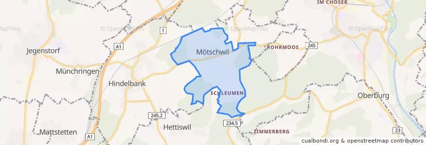 Mapa de ubicacion de Mötschwil.