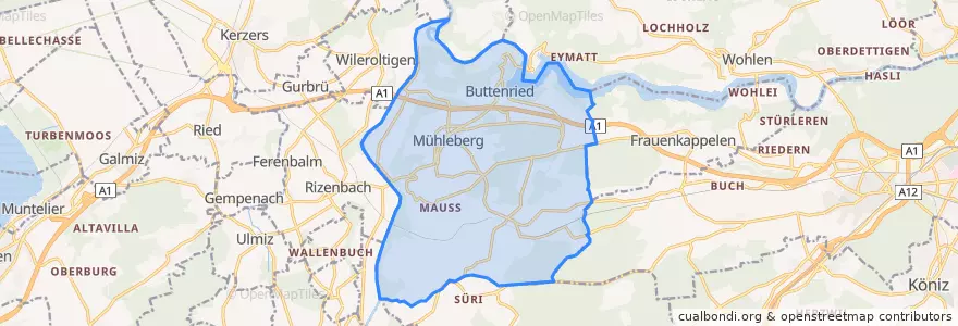 Mapa de ubicacion de Mühleberg.