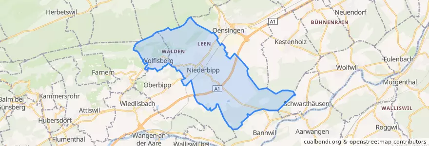 Mapa de ubicacion de Niederbipp.