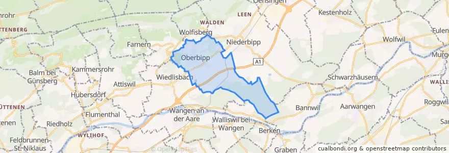 Mapa de ubicacion de Oberbipp.
