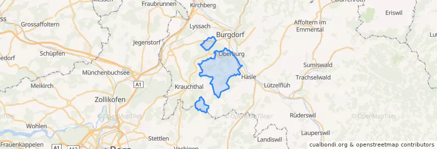 Mapa de ubicacion de Oberburg.