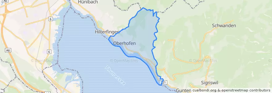 Mapa de ubicacion de Oberhofen am Thunersee.