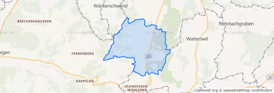Mapa de ubicacion de Oeschenbach.