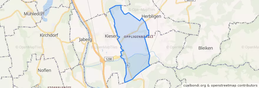 Mapa de ubicacion de Oppligen.