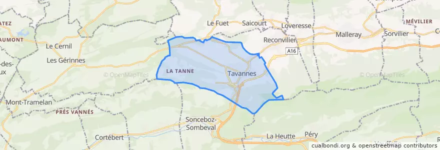 Mapa de ubicacion de Tavannes.