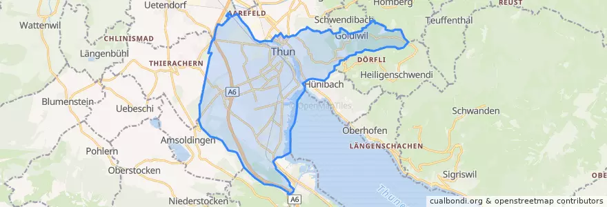 Mapa de ubicacion de Thun.