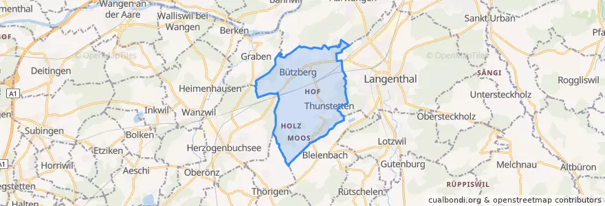 Mapa de ubicacion de Thunstetten.