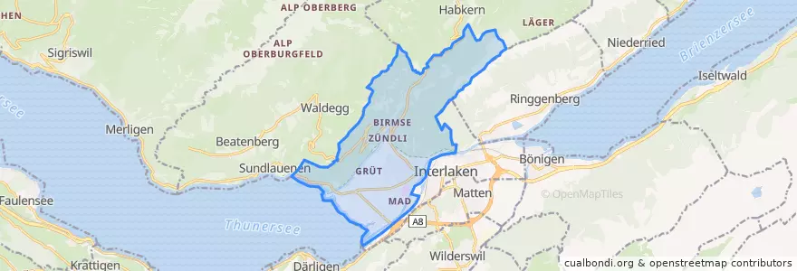 Mapa de ubicacion de Unterseen.