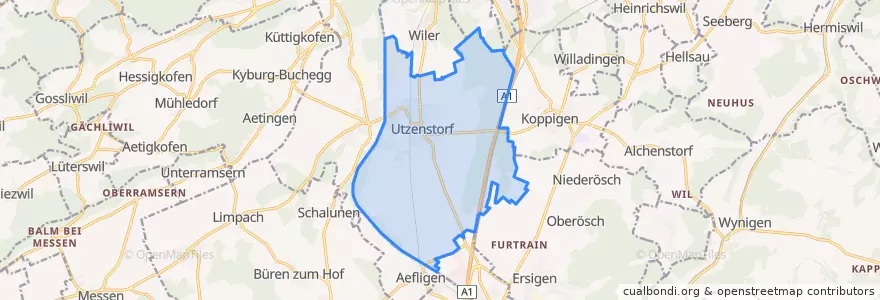 Mapa de ubicacion de Utzenstorf.