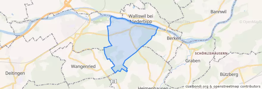 Mapa de ubicacion de Walliswil bei Wangen.