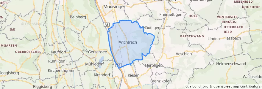 Mapa de ubicacion de Wichtrach.