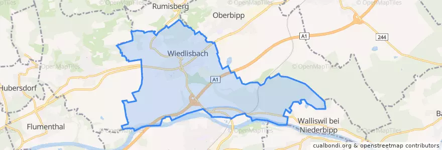 Mapa de ubicacion de Wiedlisbach.
