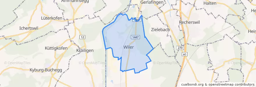Mapa de ubicacion de Wiler bei Utzenstorf.