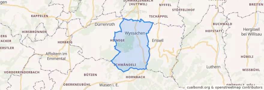 Mapa de ubicacion de Wyssachen.
