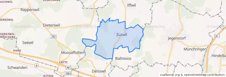 Mapa de ubicacion de Zuzwil (BE).