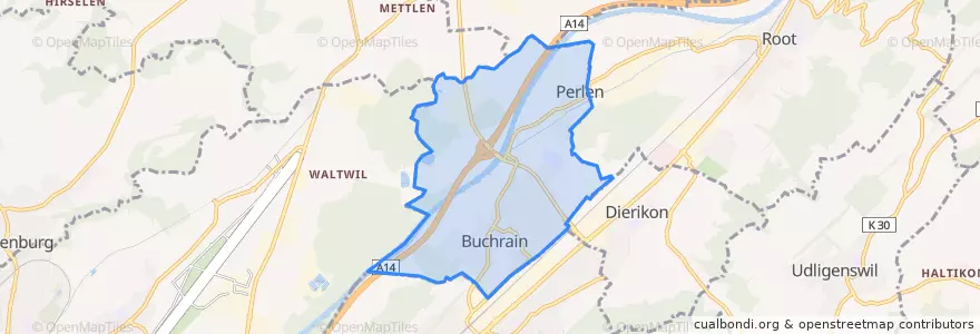 Mapa de ubicacion de Buchrain.