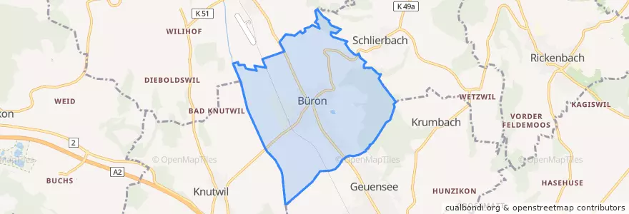 Mapa de ubicacion de Büron.