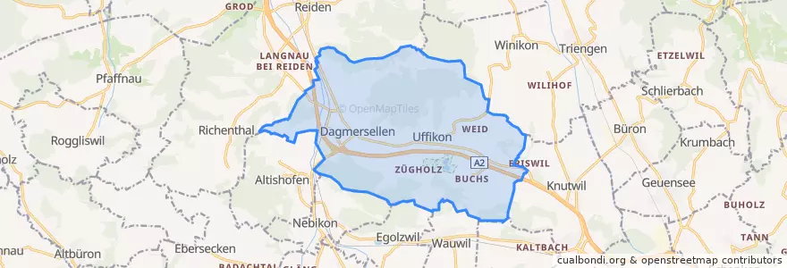 Mapa de ubicacion de Dagmersellen.