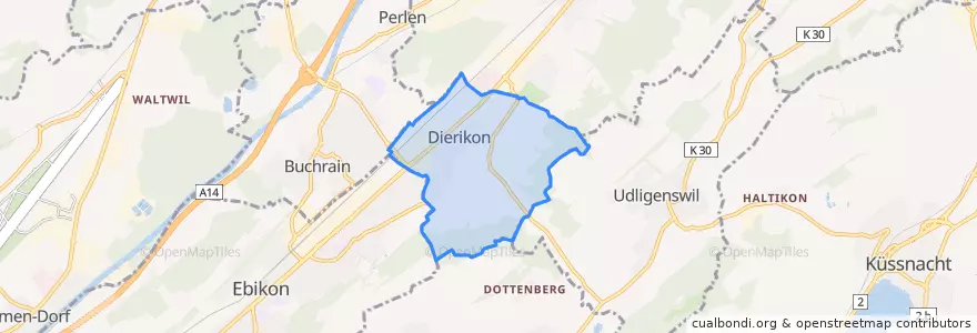 Mapa de ubicacion de Dierikon.