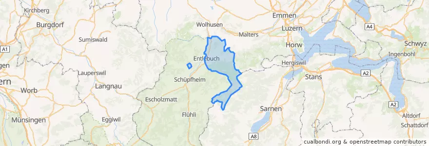 Mapa de ubicacion de Entlebuch.