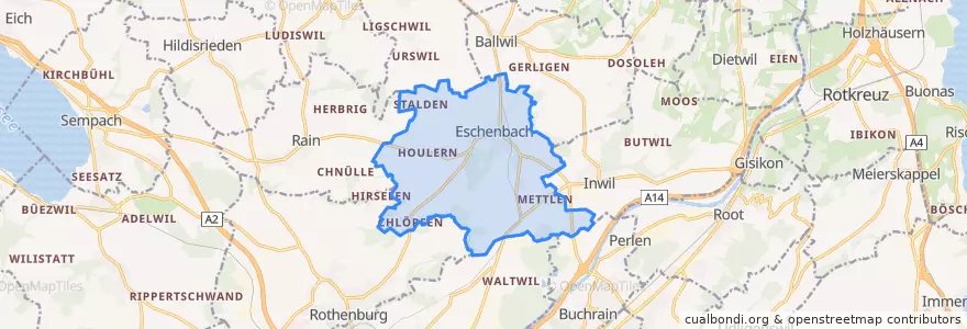 Mapa de ubicacion de Eschenbach (LU).