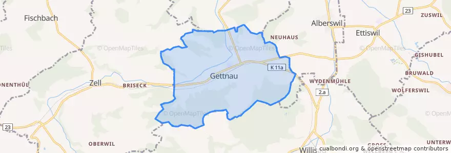 Mapa de ubicacion de Gettnau.