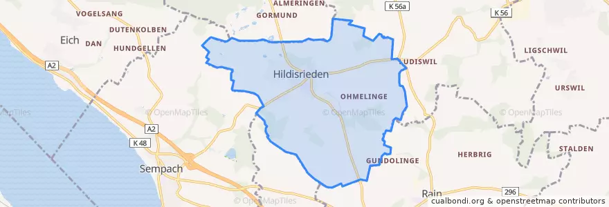 Mapa de ubicacion de Hildisrieden.