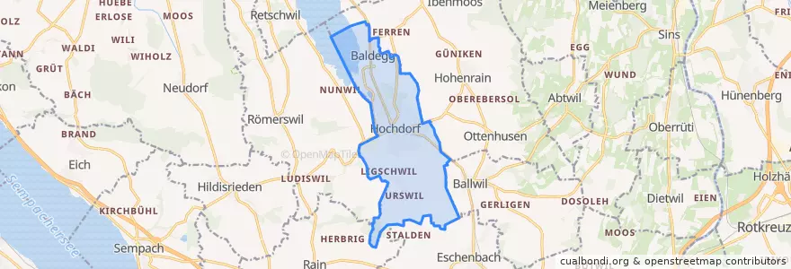Mapa de ubicacion de Hochdorf.