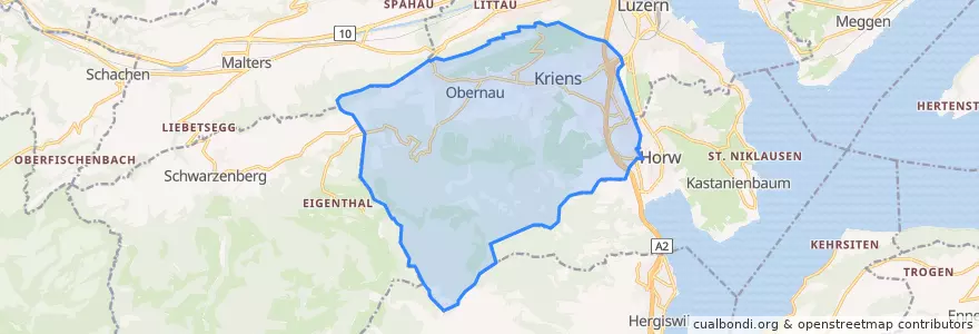 Mapa de ubicacion de Kriens.