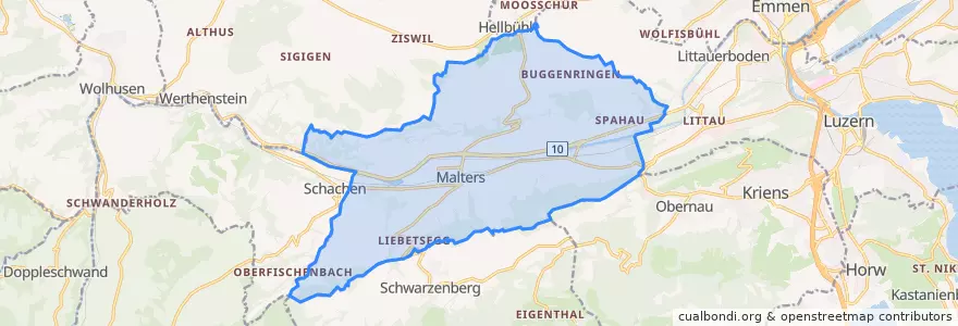 Mapa de ubicacion de Malters.