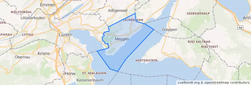 Mapa de ubicacion de Meggen.