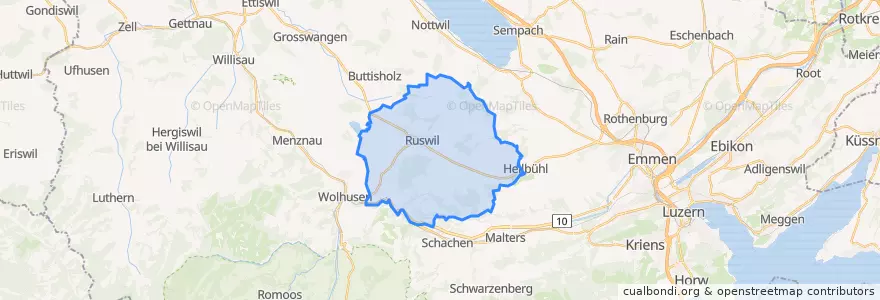 Mapa de ubicacion de Ruswil.