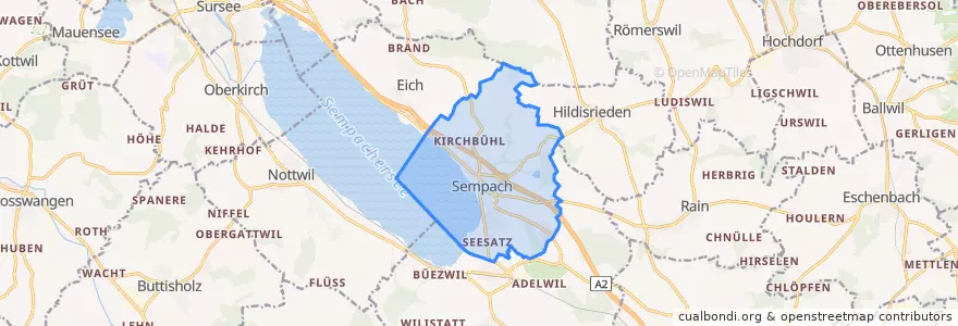 Mapa de ubicacion de Sempach.