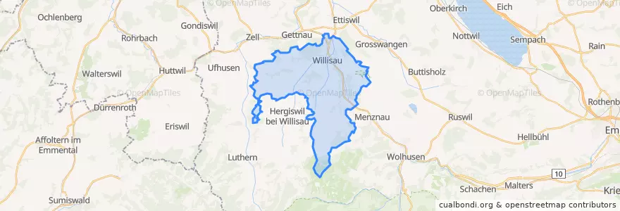 Mapa de ubicacion de Willisau.